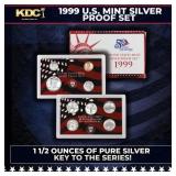 1999 United States Silver Proof Set about 1 1/2 ou