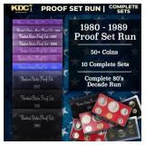 1980-1989 Full Decade Proof Set Run - 53 Coins, 10
