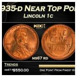 1935-d Lincoln Cent Near Top Pop 1c ms67 rd SEGS