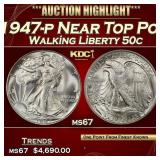 1947-p Walking Liberty Half Dollar Near Top Pop 50
