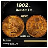 1902 Indian Cent . 1c Grades ms64 rd