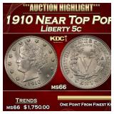 1910 Liberty Nickel Near Top Pop 5c ms66 SEGS