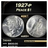 1927-p Peace Dollar $1 Grades ms63+