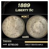 1889 Liberty Nickel 5c Grades ms65