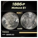 1886-p Morgan Dollar $1 Grades ms66