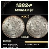 1882-p Morgan Dollar $1 Grades ms64+