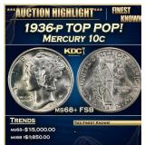 1936-p Mercury Dime TOP POP! 10c ms68+ FSB SEGS