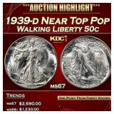 1939-d Walking Liberty Half Dollar Near Top Pop 50