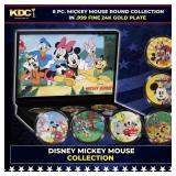 6 PC. Mickey Mouse & Friends Gold Plated Round Col