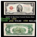 1928F $2 Red Seal United States Note Grades vf++