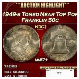 1949-s Franklin Half Dollar Toned Near Top Pop 50c