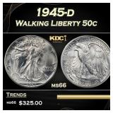 1945-d Walking Liberty Half Dollar 50c Grades ms66