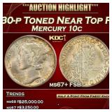 1930-p Mercury Dime Toned Near Top Pop 10c ms67+ F