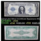 1923 $1 large size Silver Certificate Grades vf+ S