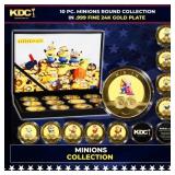 10 PC. Minions Gold Plated Round Collection In Cus