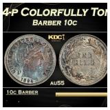 PCGS 1894-p Barber Dime Colorfully Toned 10c au55