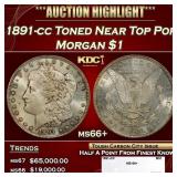 1891-cc Morgan Dollar Toned Near Top Pop $1 ms66+