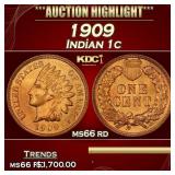 1909 Indian Cent 1c ms66 rd SEGS