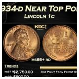 1934-d Lincoln Cent Near Top Pop 1c ms66+ rd SEGS