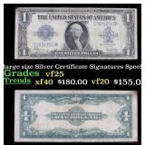 1923 $1 large size Silver Certificate Grades vf+ S