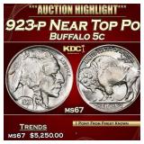 1923-p Buffalo Nickel Near Top Pop! 5c ms67 SEGS