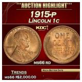 1915-p Lincoln Cent 1c ms66 rd SEGS
