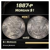 1887-p Morgan Dollar $1 Grades ms62