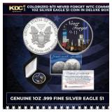 Colorized 9/11 Never Forget WTC Commem 1oz Silver