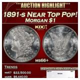 1883-p Morgan Dollar Toned Near Top Pop $1 ms67+ S