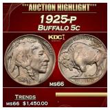 1925-p Buffalo Nickel 5c ms66 SEGS