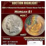 1881-p Morgan Dollar Monster Rainbow Toned Near To
