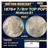 1878-p 7/8tf Morgan Dollar TOP POP! $1 ms65+ SEGS
