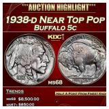 1938-d Buffalo Nickel Near Top Pop 5c ms68 SEGS