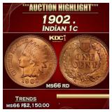 1902 Indian Cent . 1c ms66 rd SEGS