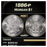 1886-p Morgan Dollar $1 Grades ms65+