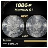 1886-p Morgan Dollar $1 Grades ms66