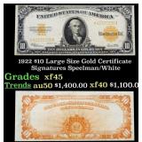 1922 Speelman/White $10 Large Size Gold Certificat