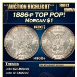 1886-p Morgan Dollar TOP POP! $1 ms68+ SEGS