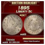 1895 Liberty Nickel 5c ms65 SEGS
