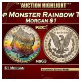 1887-p Morgan Dollar Monster Rainbow Toned $1 ms63