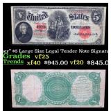 1907 $5 Large Size Legal Tender Note "WoodChopper"