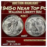 1945-d Walking Liberty Half Dollar Near Top Pop 50