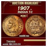 1907 Indian Cent . 1c ms66 rd SEGS