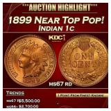 1899 Indian Cent Near Top Pop! 1c ms67 rd SEGS