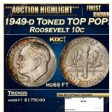 1949-d Roosevelt Dime Toned TOP POP! 10c ms68 FT S