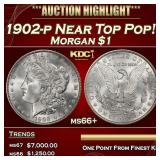1902-p Morgan Dollar Near Top Pop! $1 ms66+ SEGS