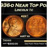 1936-d Lincoln Cent Near Top Pop 1c ms67 rd SEGS