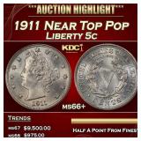 1911 Liberty Nickel Near Top Pop 5c ms66+ SEGS