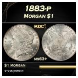 1883-p Morgan Dollar $1 Grades ms63+