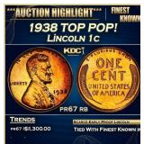 1938 Proof Lincoln Cent TOP POP! 1c pr67 rb SEGS